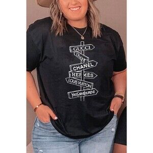 Women's Size 2XL Chanel Dior Designer Brands T-Shirt Black